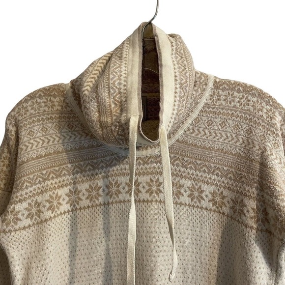 Avalanche Drawstring Cowl Neck Womens Tunic Sweater Cream Brown Pockets … - Picture 2 of 9